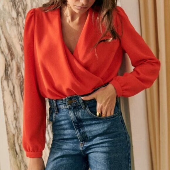 Sezane Red Blouse - Picture 1 of 8